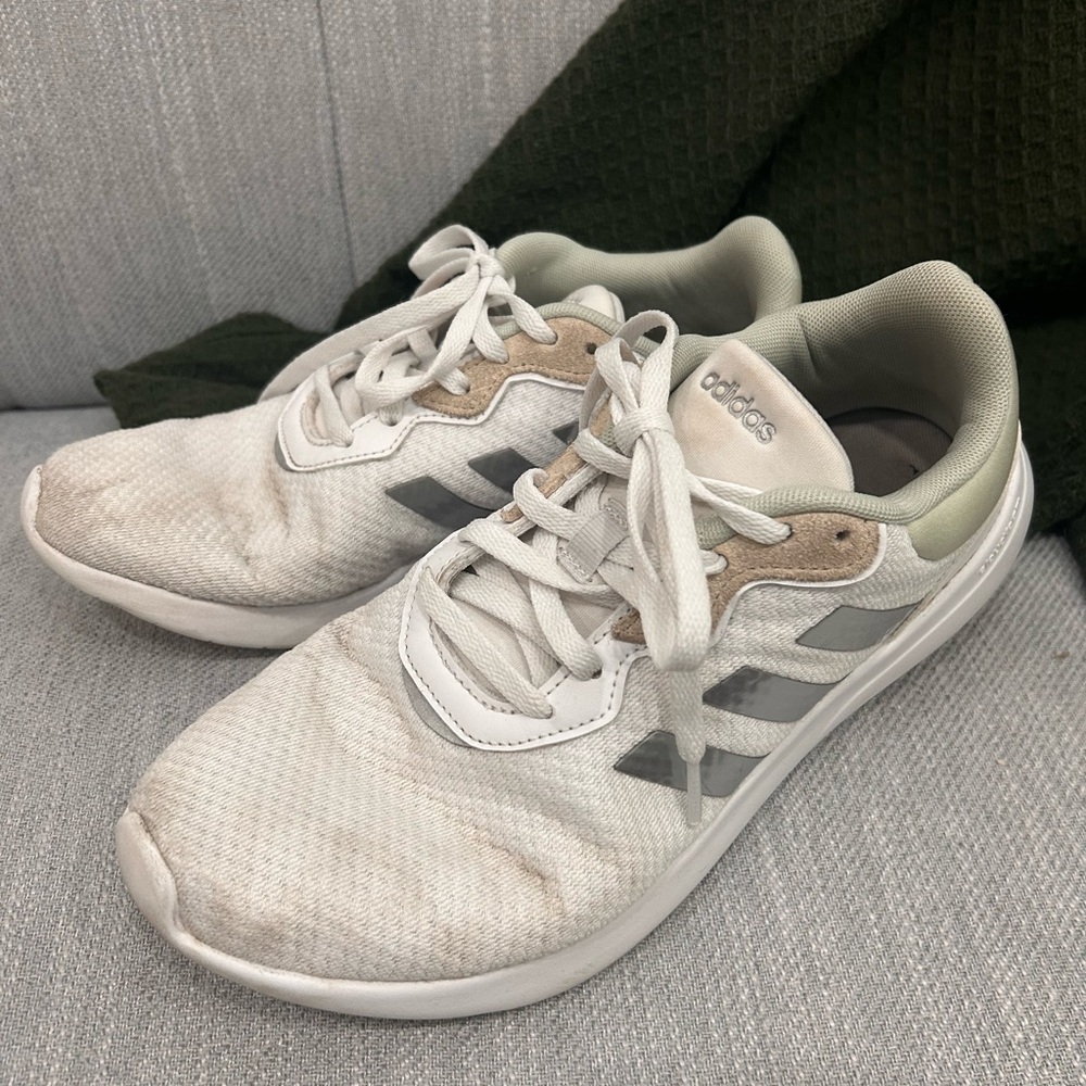 Adidas White and Tan Running Shoes